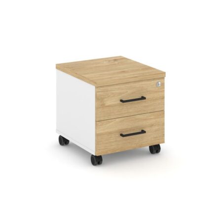 Стайл Проджект Тумба мобильная SN.TM-001 Белый/Тиквуд Светлый/Черный Ручки 416*460*437