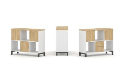 Стайл Проджект Набор стеллажа 1 сторон., 2 яр. SN.NS-231 Белый/Тиквуд Светлый/Металл Антрацит 1121*40
