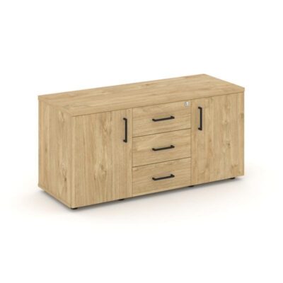 Стайл Проджект Тумба для оргтехники/сервисная SN.TS-002 Тиквуд Светлый/Черный Ручки 1206*460*576
