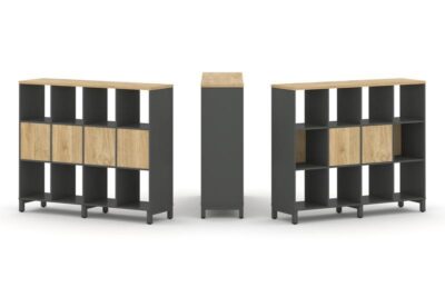 Стайл Проджект Набор стеллажа 1 сторон., 3 яр. SN.NS-341 Антрацит/Тиквуд Светлый/Металл Антрацит 1488